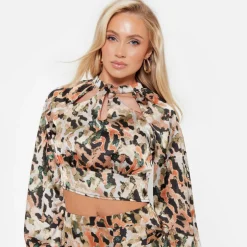 ISAWITFIRST Printed Oversized Satin Shirt Co-Ord