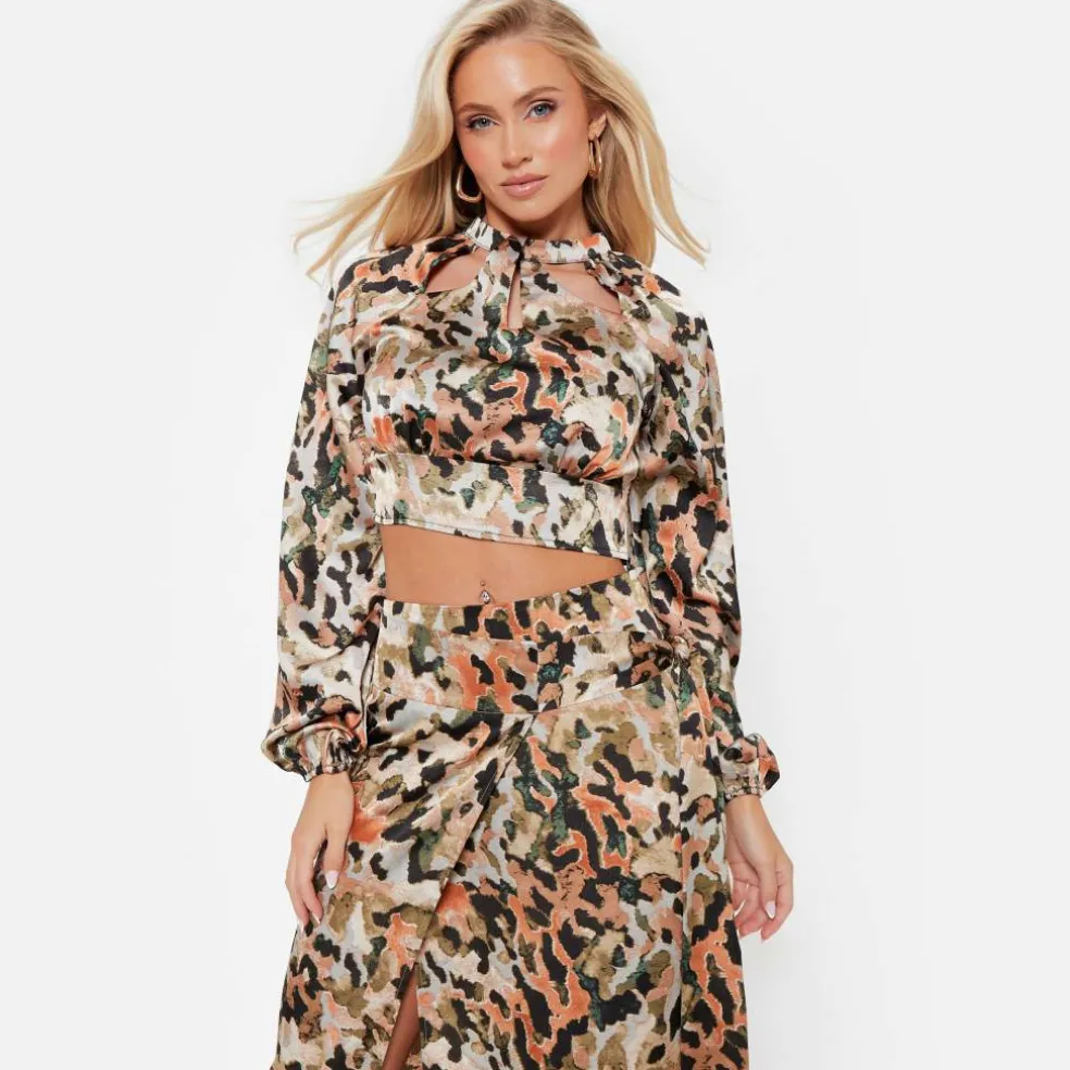 ISAWITFIRST Printed Oversized Satin Shirt Co-Ord