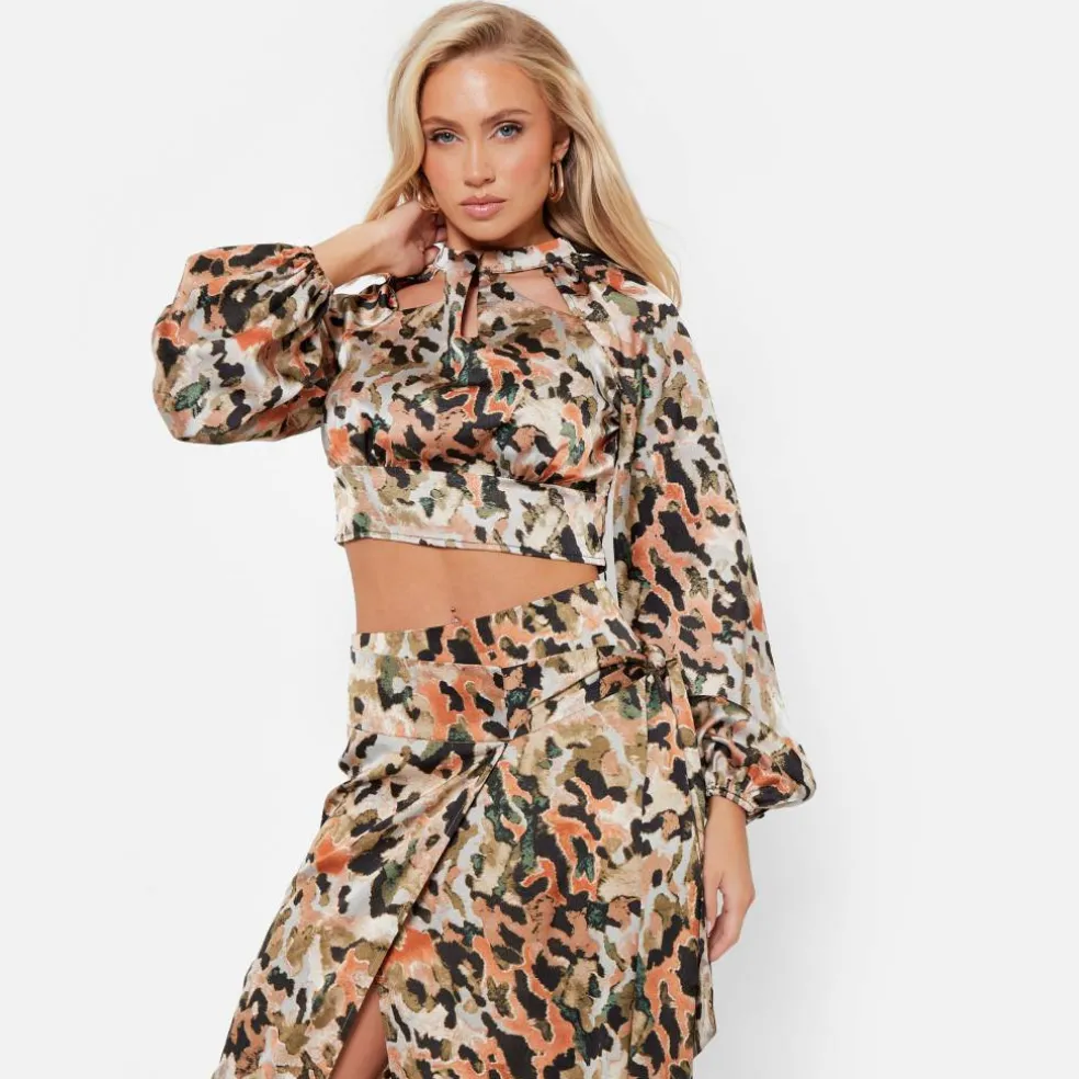 ISAWITFIRST Printed Oversized Satin Shirt Co-Ord