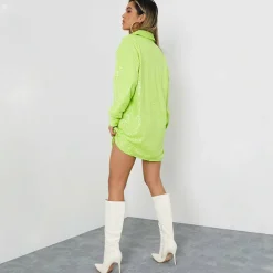 ISAWITFIRST Sequin Oversized Shirt Dress