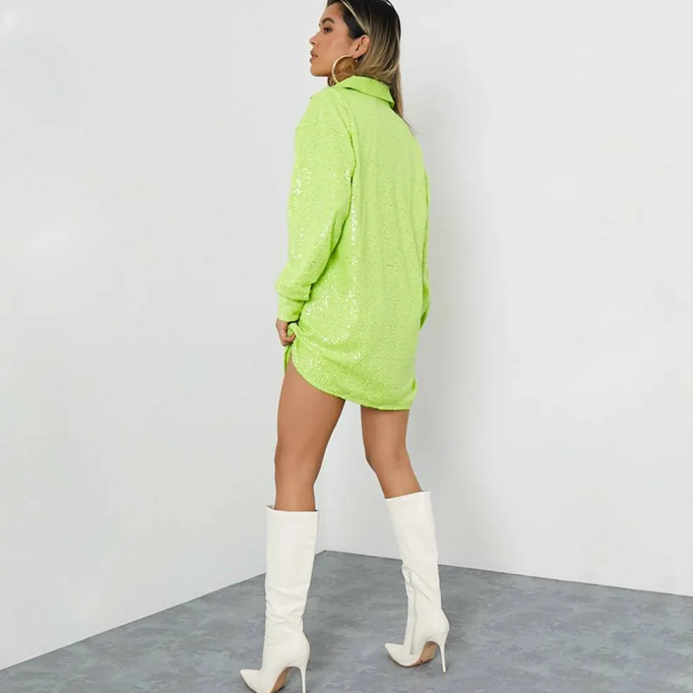 ISAWITFIRST Sequin Oversized Shirt Dress