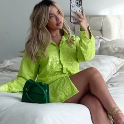 ISAWITFIRST Sequin Oversized Shirt Dress