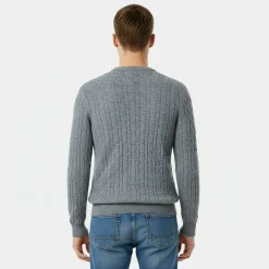 Jack Marlow Merino Wool Blend Cable Knitted Jumper Men