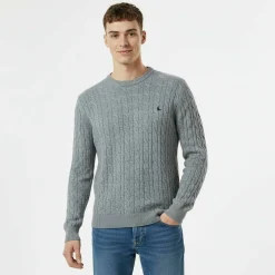Jack Marlow Merino Wool Blend Cable Knitted Jumper Men