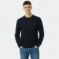 Jack Marlow Merino Wool Blend Cable Knitted Jumper Men