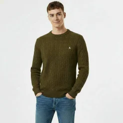 Jack Marlow Merino Wool Blend Cable Knitted Jumper Men