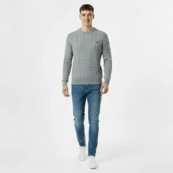 Jack Marlow Merino Wool Blend Cable Knitted Jumper Men
