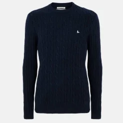 Jack Marlow Merino Wool Blend Cable Knitted Jumper Men