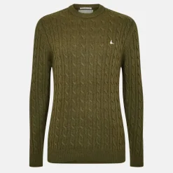 Jack Marlow Merino Wool Blend Cable Knitted Jumper Men