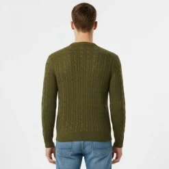 Jack Marlow Merino Wool Blend Cable Knitted Jumper Men
