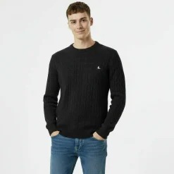 Jack Marlow Merino Wool Blend Cable Knitted Jumper Men
