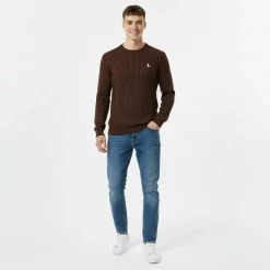 Jack Marlow Merino Wool Blend Cable Knitted Jumper Men