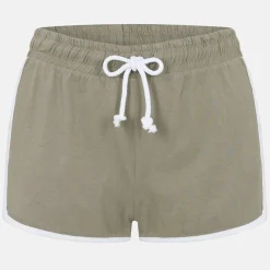 Khaki Running Shorts with Contrast Binding