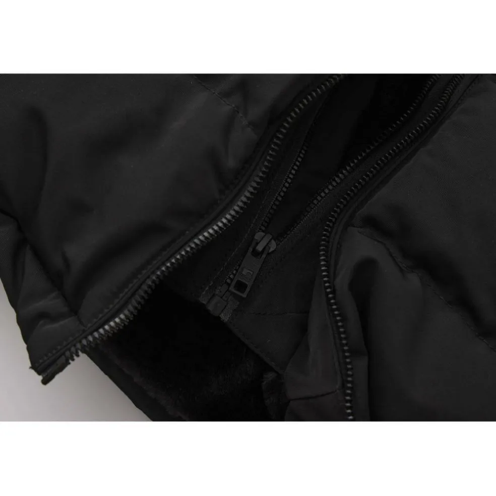 Kids' Double Zip Detachable Faux Fur Hood Fleece Lined Short Puffer Jacket