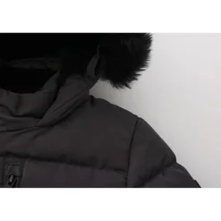 Kids' Double Zip Detachable Faux Fur Hood Fleece Lined Short Puffer Jacket