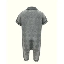 Kids' Checked Cotton Short Sleeve Polo Neck Onesie