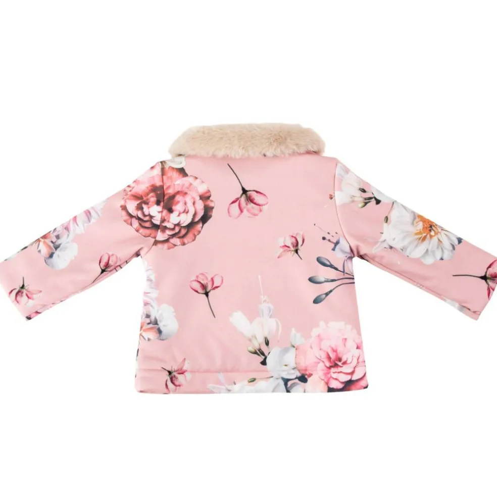 Kids' Chic Baby Wrap Ruffle Collar Long Sleeve Button Faux Fur Coat