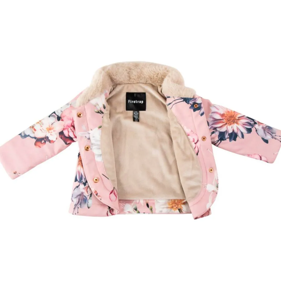 Kids' Chic Baby Wrap Ruffle Collar Long Sleeve Button Faux Fur Coat
