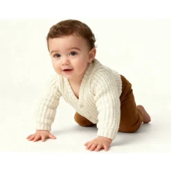 Kids' Chunky Knit Long Sleeve V-Neck Cardigan