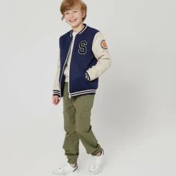 Kids' College Faux Leather Long Sleeve Varsity Jacket