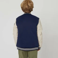 Kids' College Faux Leather Long Sleeve Varsity Jacket
