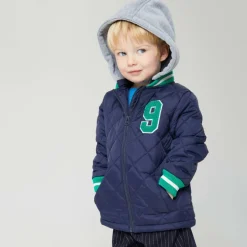Kids' Detachable Hood Long Sleeve Varsity Jacket