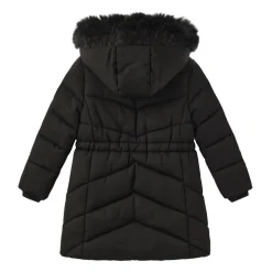 Kids' Faux Fur Trim Detachable Hood Long Sleeve Short Puffer Jacket