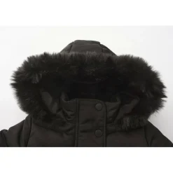Kids' Faux Fur Trim Detachable Hood Long Sleeve Short Puffer Jacket