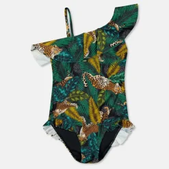 Kids' Frill Short-Sleeve Scoop Neck Swimsuit