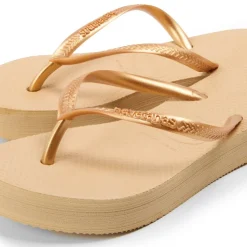 Kids' Slim Flatform Golden Flip Flops