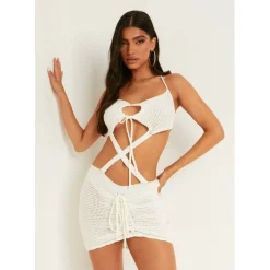 Knitted Cut Out Halter Mini Dress