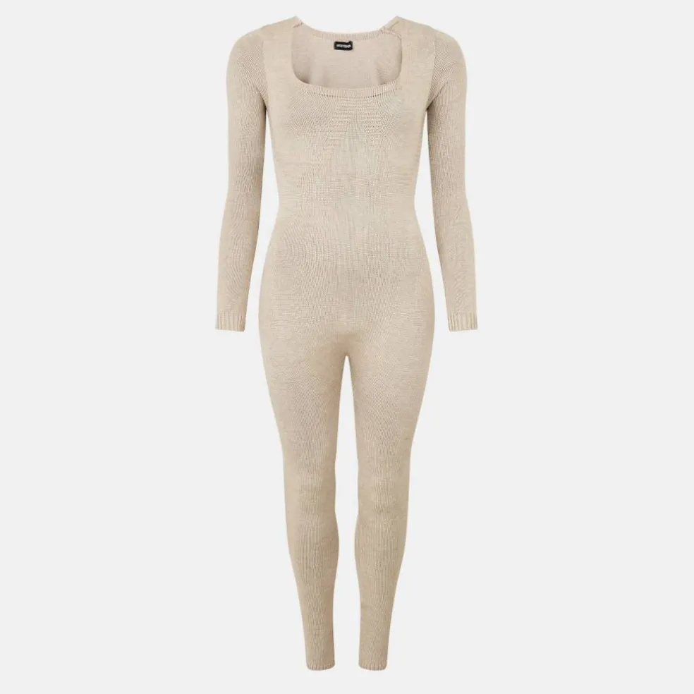 Knitted Long Sleeve Jumpsuit Womens