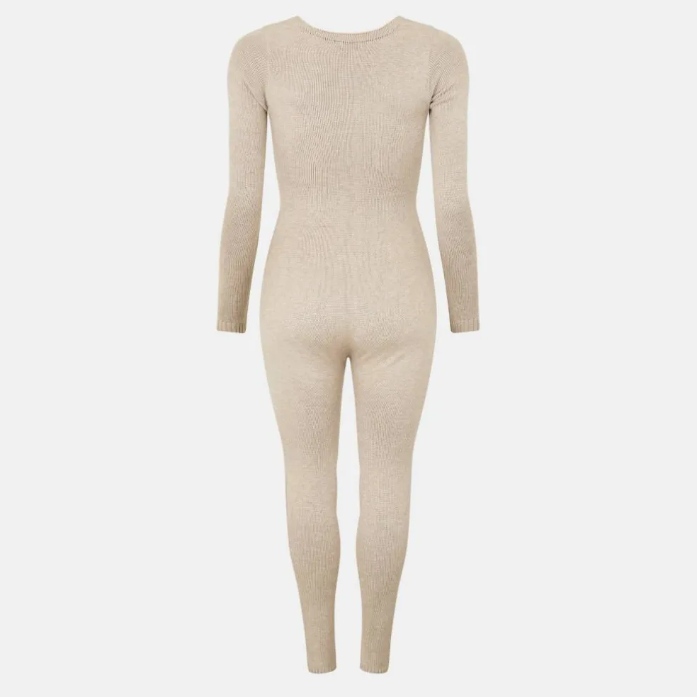 Knitted Long Sleeve Jumpsuit Womens