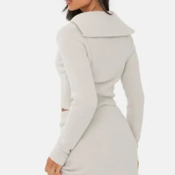 Knitted Zip Neck Cropped Jumper