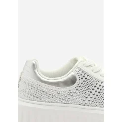 Lace Up Trainer with Diamante pattern and chunky sole