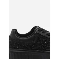 Lace Up Trainer with Diamante pattern and chunky sole