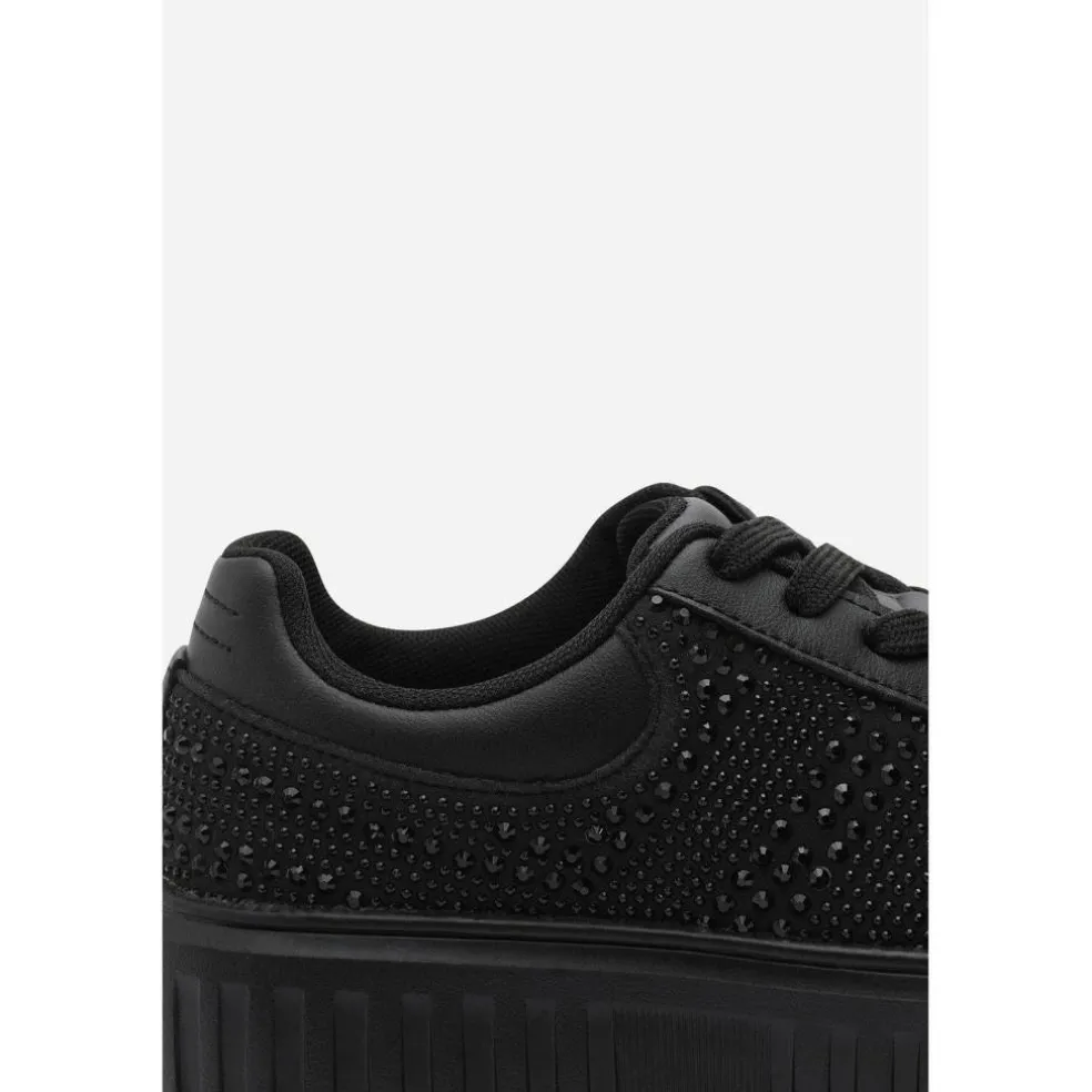 Lace Up Trainer with Diamante pattern and chunky sole