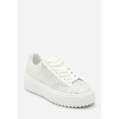 Lace Up Trainer with Diamante pattern and chunky sole