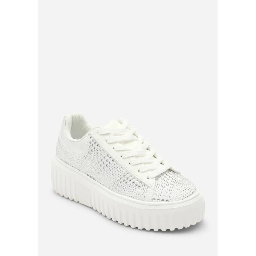 Lace Up Trainer with Diamante pattern and chunky sole