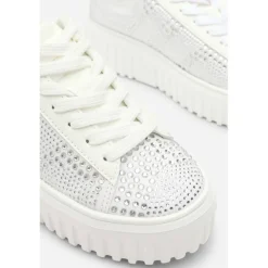 Lace Up Trainer with Diamante pattern and chunky sole