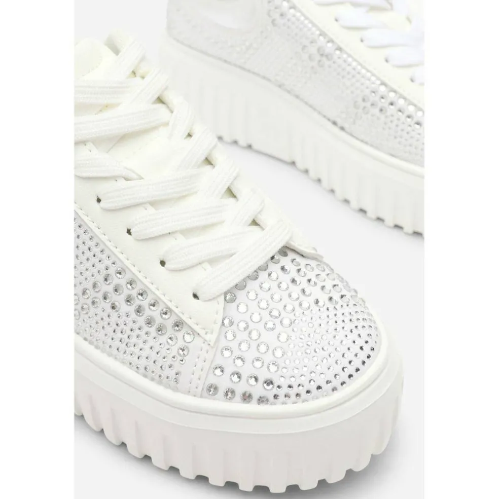 Lace Up Trainer with Diamante pattern and chunky sole