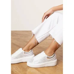 Lace Up Trainer with Diamante pattern and chunky sole