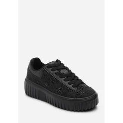 Lace Up Trainer with Diamante pattern and chunky sole