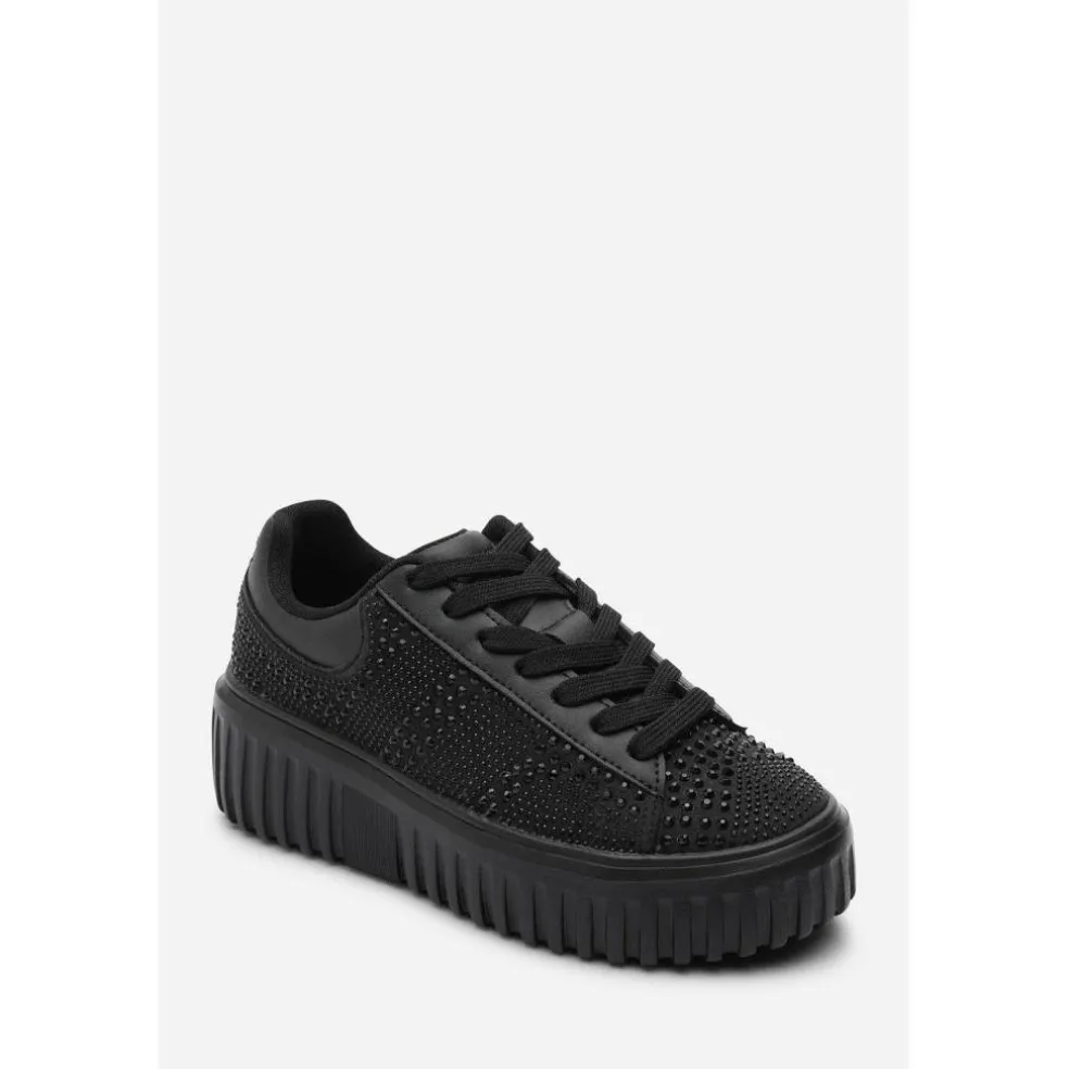Lace Up Trainer with Diamante pattern and chunky sole