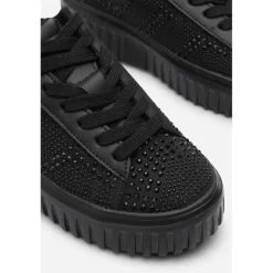 Lace Up Trainer with Diamante pattern and chunky sole