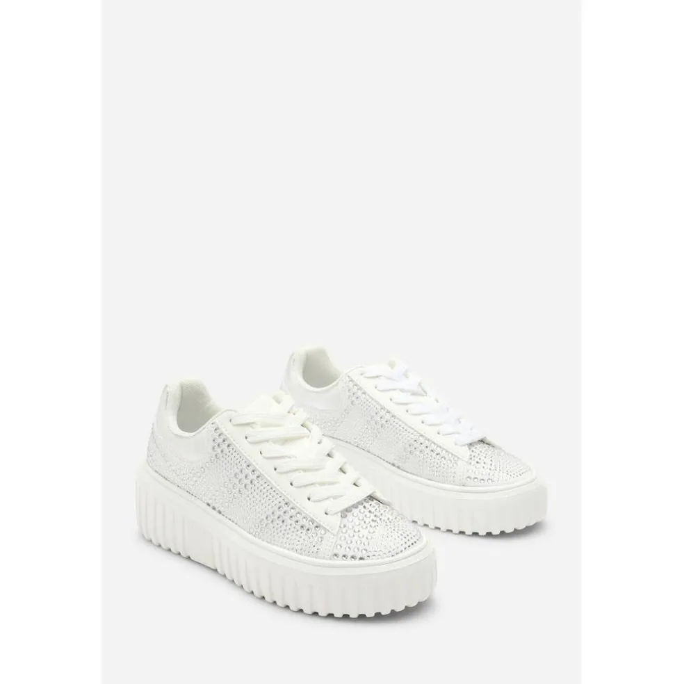 Lace Up Trainer with Diamante pattern and chunky sole