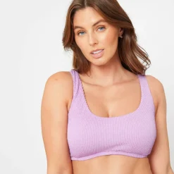 Ladies Textured Square Neck Bikini Top