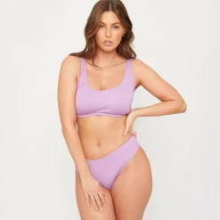Ladies Textured Square Neck Bikini Top