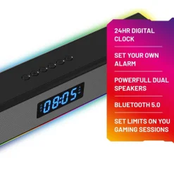 LED Light-Up Rechargeable Portable Soundbar for Gaming Music and Movies