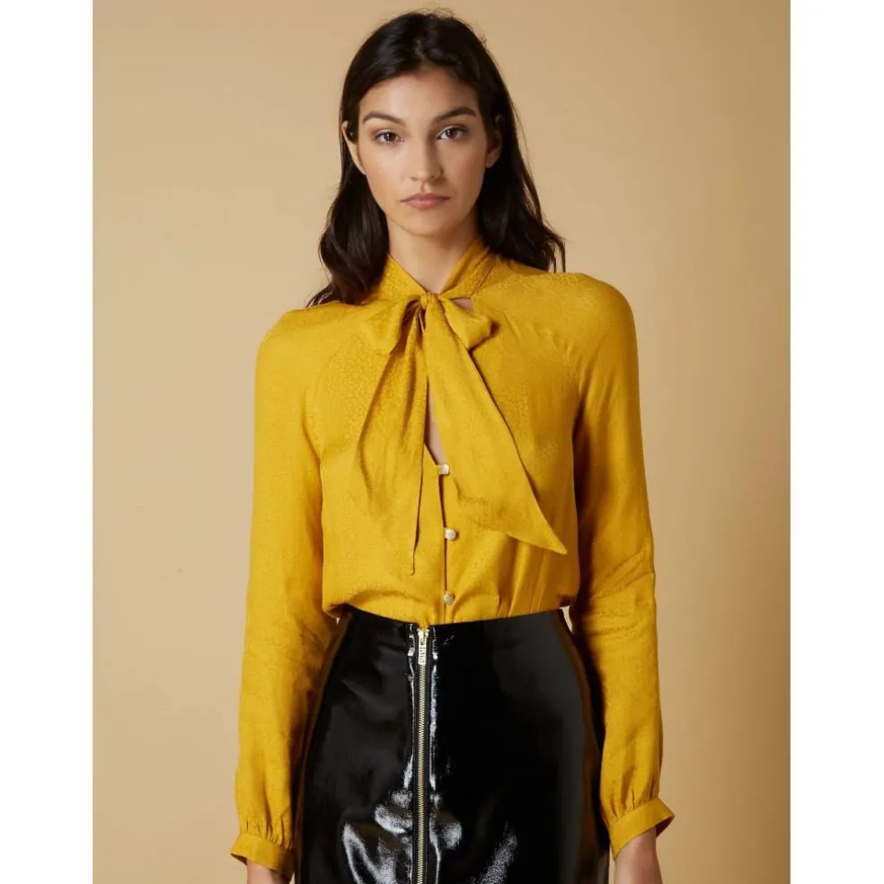 Leopard Jacquard Pussybow Blouse